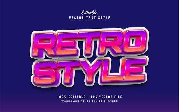 Colorful Retro Text Style with Embossed Effect. Editable Text Style Effect