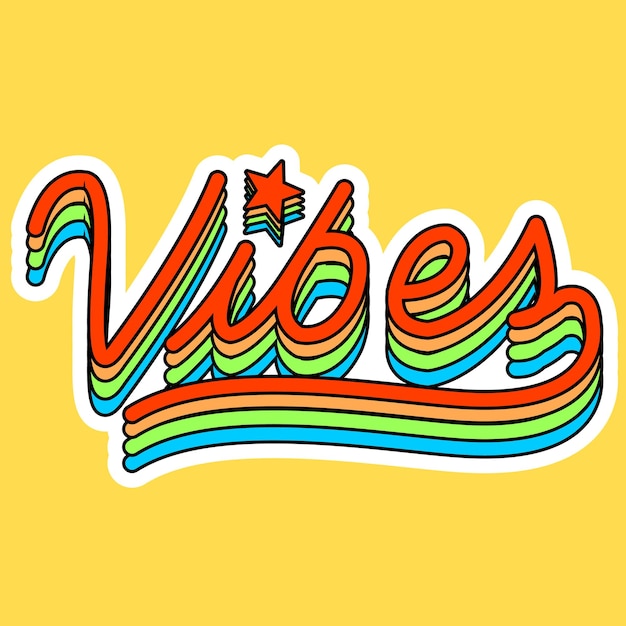 Vector colorful retro vibes text