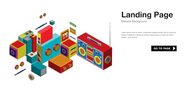 colorful retro vintage landing page website design