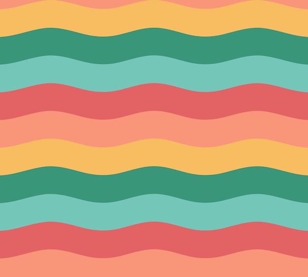 ベクトル カラフルなレトロな波状ストライプのシームレスなパターンの背景