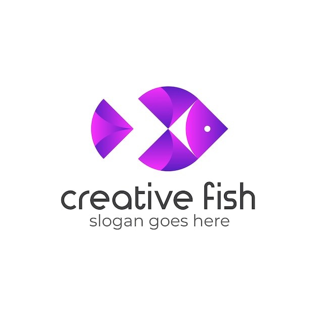 Colorful ribbon fish abstract logo icon