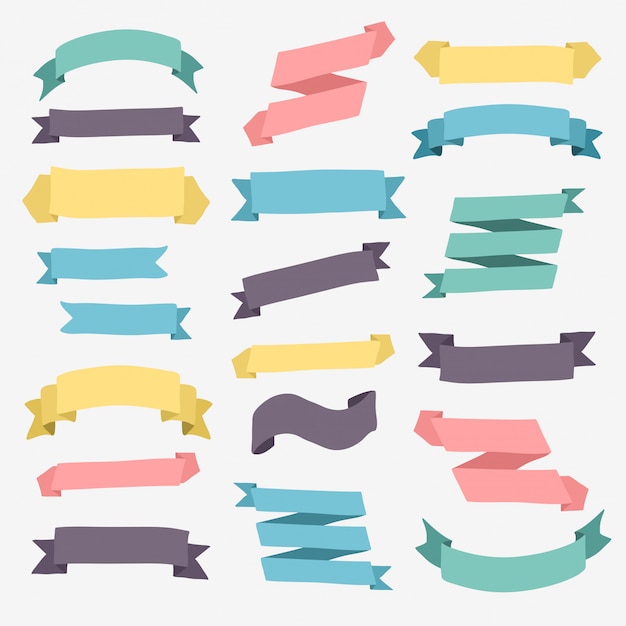 Vector colorful ribbons collection