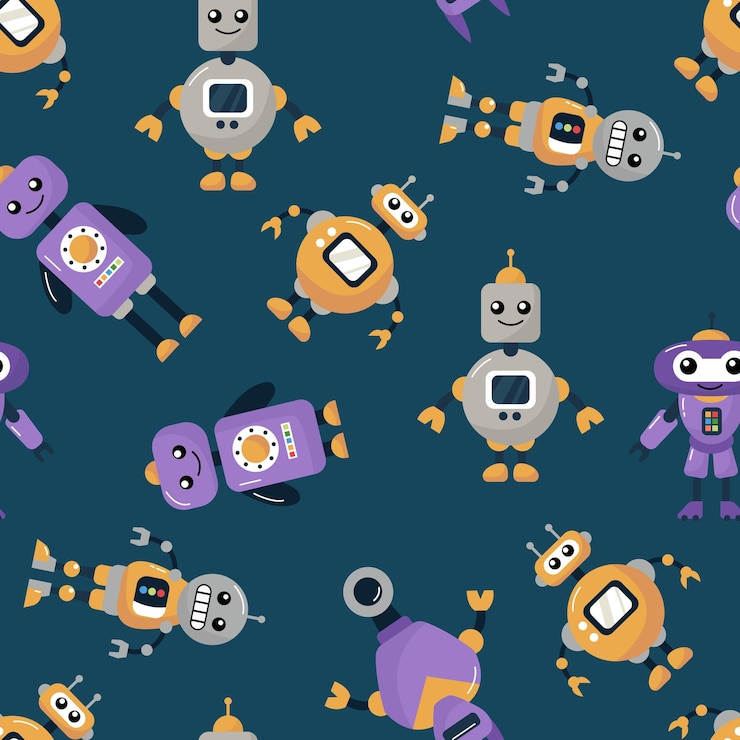 Vector colorful robot pattern design designs for fabric textiles wallpaper packaging