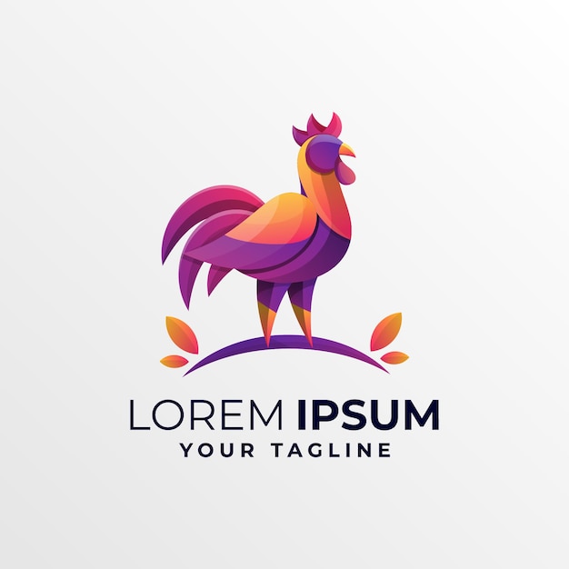 Vector colorful rooster logo template