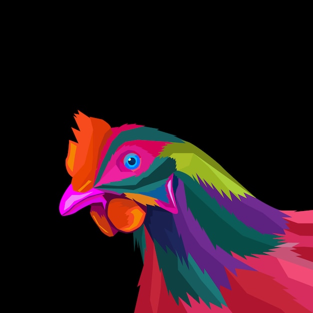 Vector colorful rooster pop art style vector