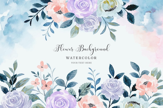 Colorful rose flower background with watercolor