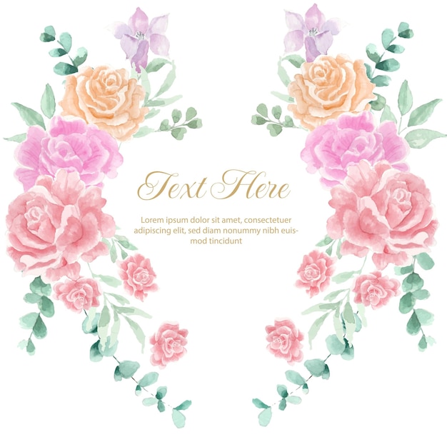 Corona di amore del fiore dell'acquerello della rosa variopinta