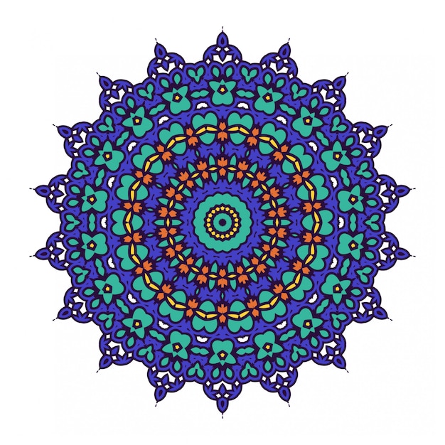 マンダラスタイルのカラフルな丸い抽象的な円