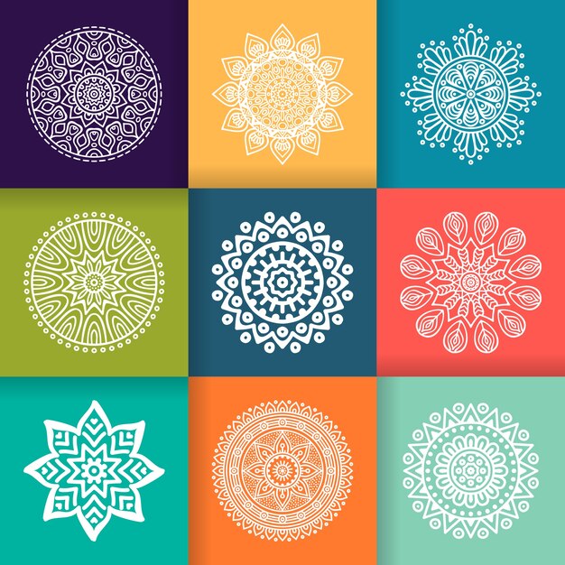 Vector colorful round ornament collection