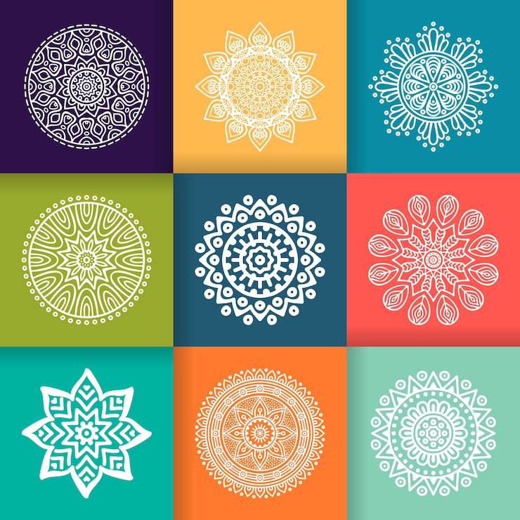 Vector colorful round ornament collection