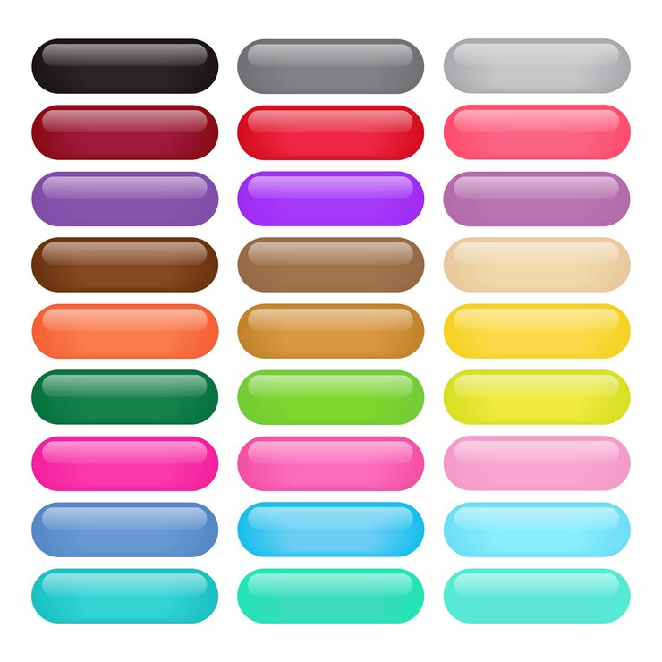 Vector colorful round rectangle glossy buttons
