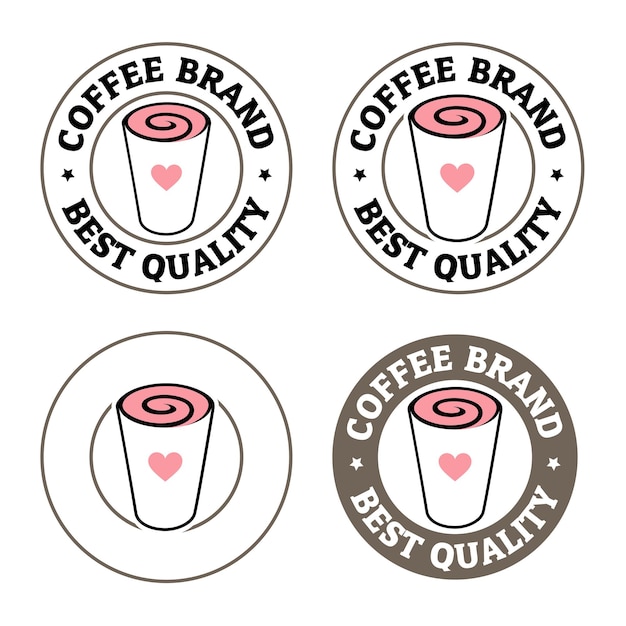 Colorful Round Swirly Iced Coffee Icon with Text Set 1