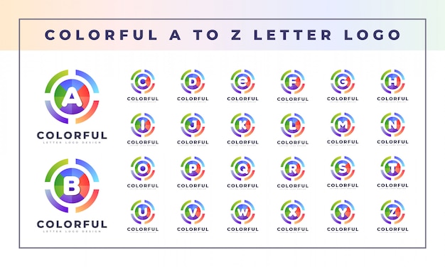 Modello rotondo colorato dalla a alla z modello di logo di tutte le lettere