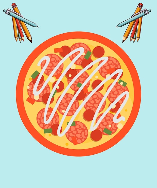 Vector colorful round tasty pizza vector