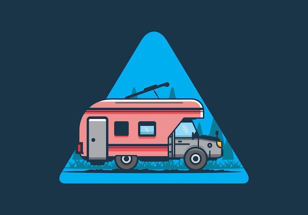 Colorful RV truck flat illustration