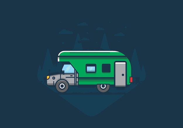 Colorful RV truck flat illustration