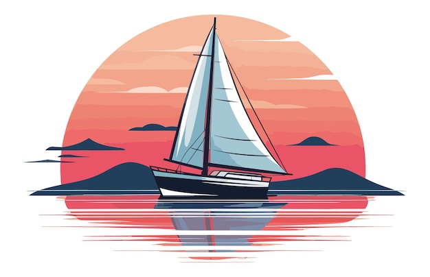 Colorful sailboat vector sailboat flat illustration beach sailboat silhouette