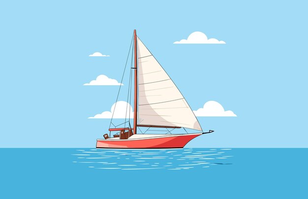 Colorful Sailboat vector Sailboat Flat illustration beach Sailboat silhouette