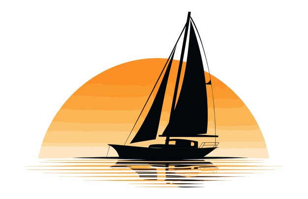 Colorful Sailboat vector Sailboat Flat illustration beach Sailboat silhouette