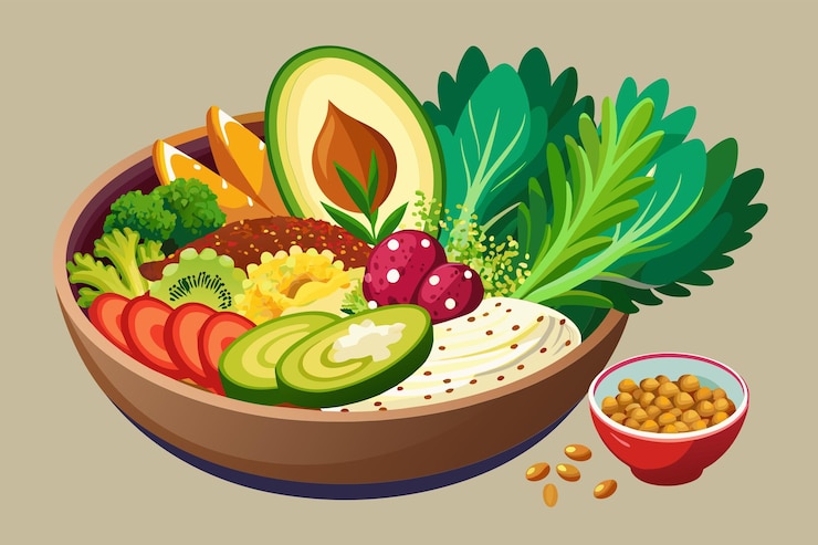 Vector a colorful salad bowl filled with fresh vegetables and eggs creating a healthy and nutritious meal