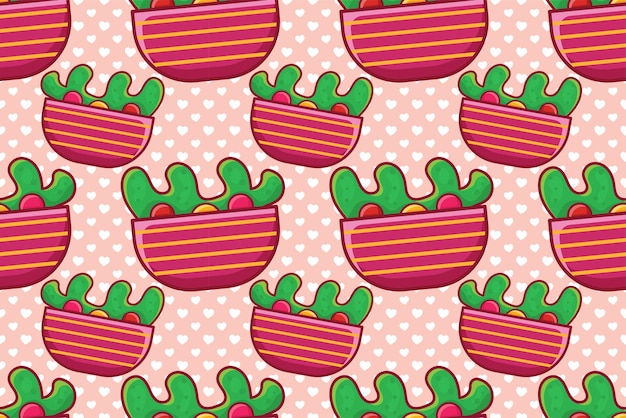 Vector colorful salad food seamless pattern illustration