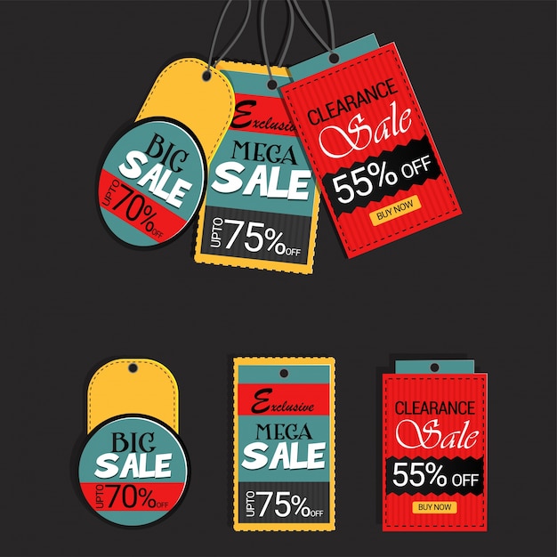 Vector colorful sale badges and tag set.