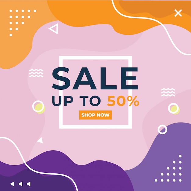 Vector colorful sale banner in memphis style