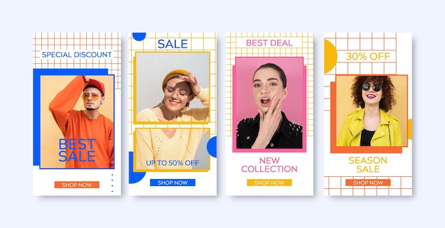 Colorful sale instagram stories pack