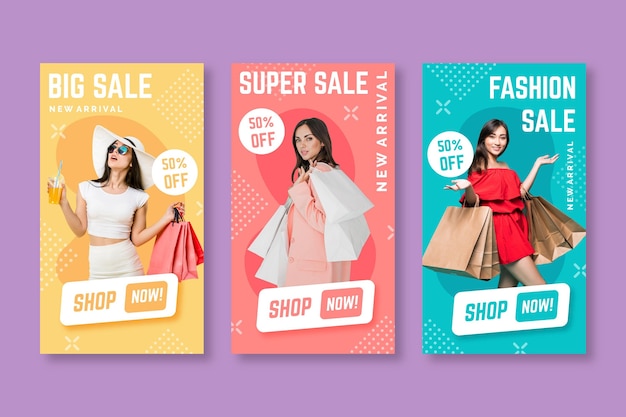 Vector colorful sale instagram stories