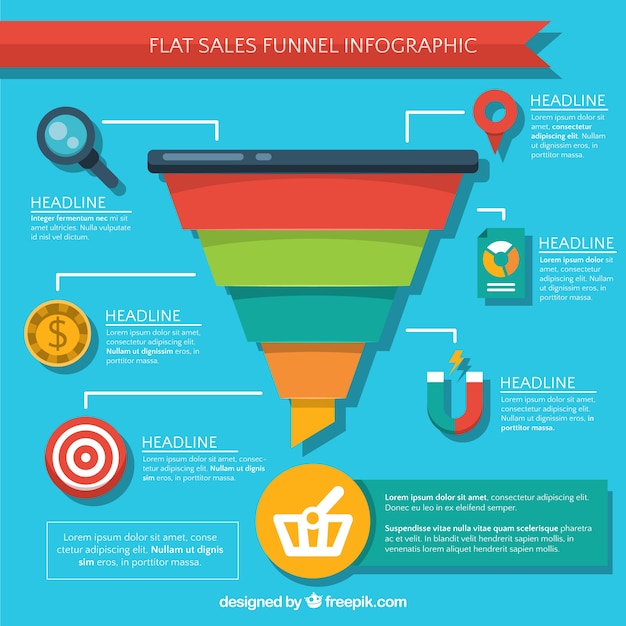 Vettore colorful infographic vendite in stile piatta