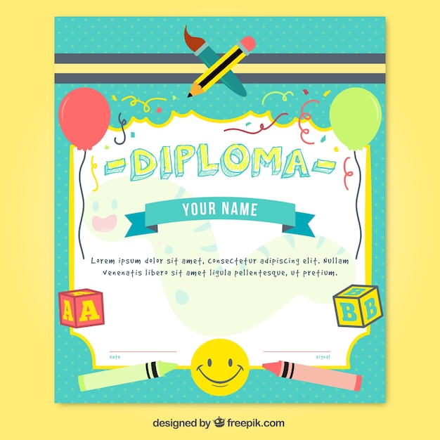 Colorful school diploma