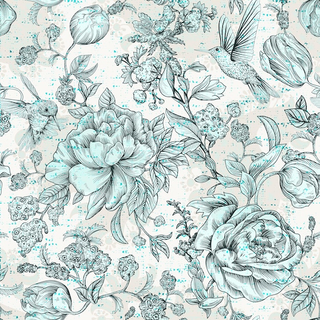 Colorful seamless floral pattern flowers wallpaper nature provence style wallaper with peonies