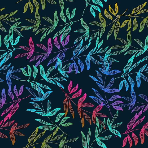 Красочный бесшовный цветочный узор с градиентным стилем Ручной рисунок цветочного мотива для модных обоев Оберточная бумага Фон Ткань Текстильная одежда и дизайн карт