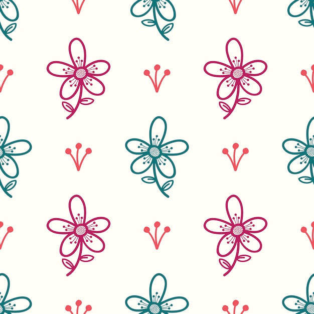 Colorful seamless pattern abstract flowers 