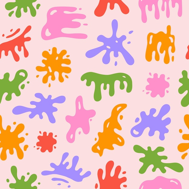 Vector colorful seamless pattern with abstract liquid shapes on a pastel background