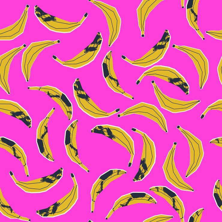 Vector colorful seamless pattern with bananas vector pink background print wrapping paper