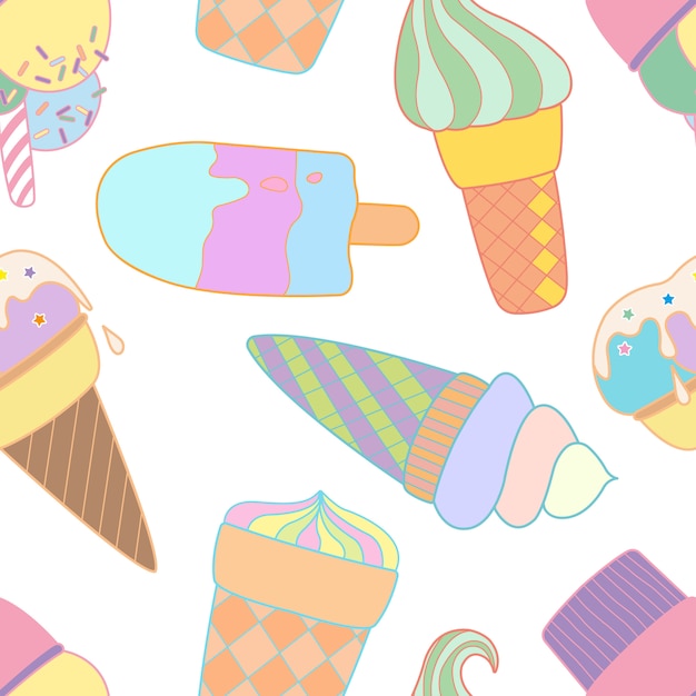 Colorful seamless pattern with ice cream cones.