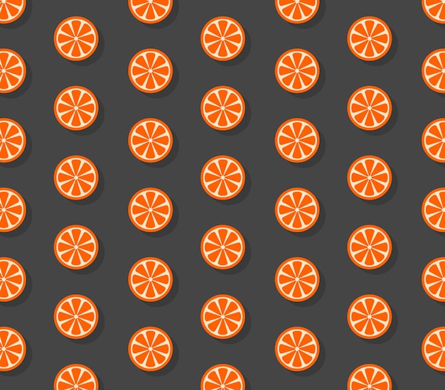 Disegno colorato senza cuciture con arance su uno sfondo grigio carta da parati arte di stampa tessile icone piatte