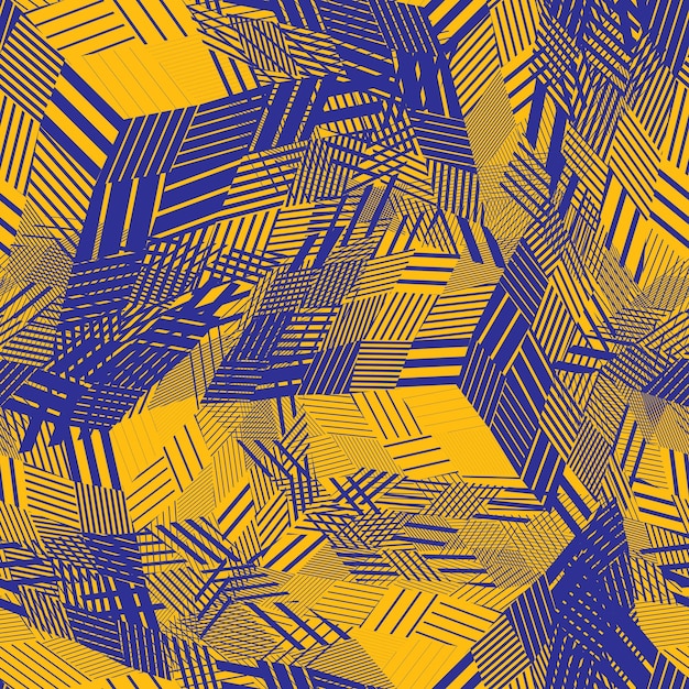 Красочный бесшовный узор с параллельными линиями и геометрическими элементами, бесконечная мозаичная ткань, абстрактное векторное текстурированное напольное покрытие.