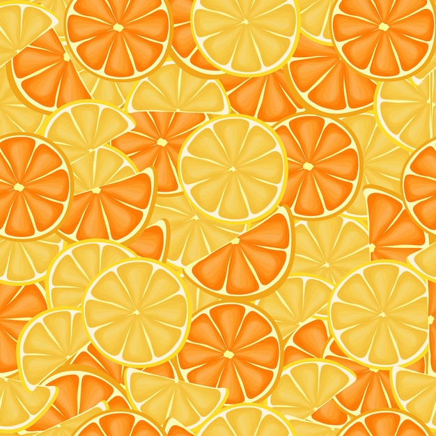 과일 오렌지와 레몬의 다채로운 원활한 벡터 패턴