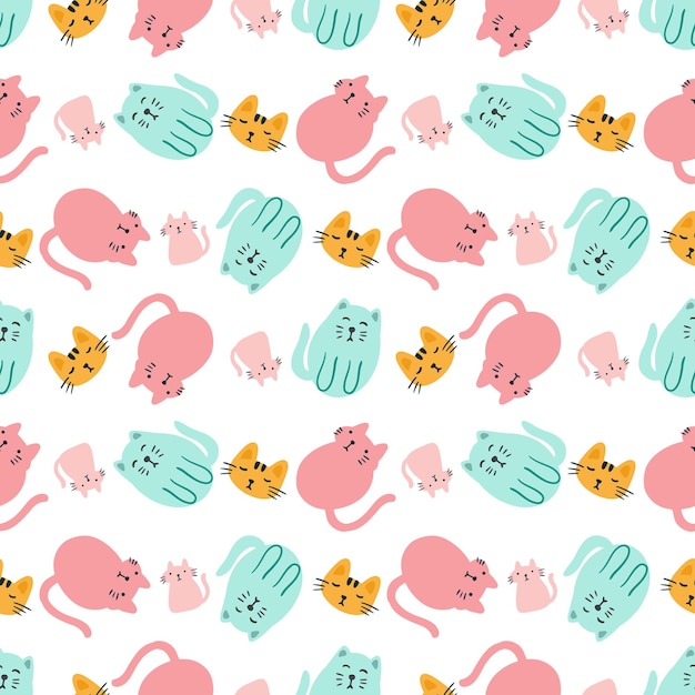 Vector colorful seamless vector pattern with cute animals on the background