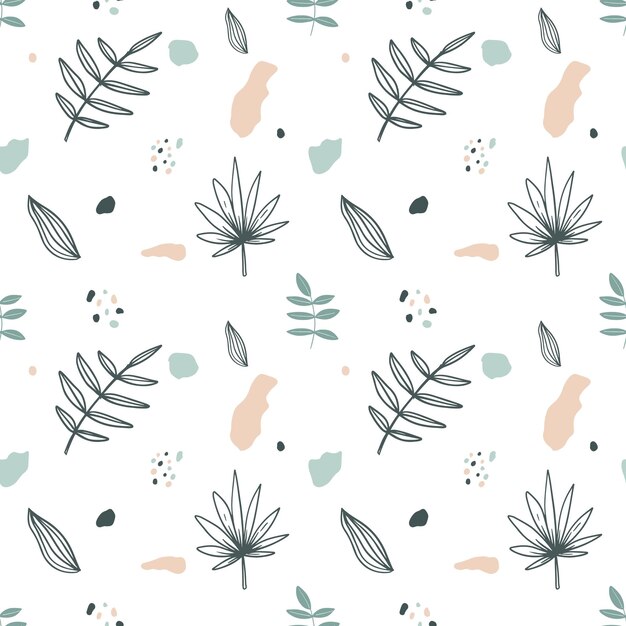 Colorful seamless vector pattern with various leaf on the background