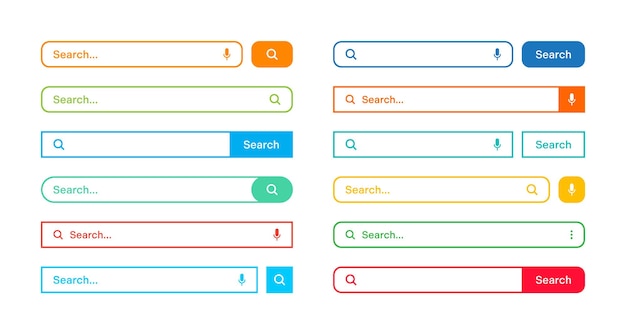 ベクトル 色とりどりの検索バーテンプレート 検索ボックス アドレスバーとテキストフィールド ui を備えたインターネットブラウザエンジン