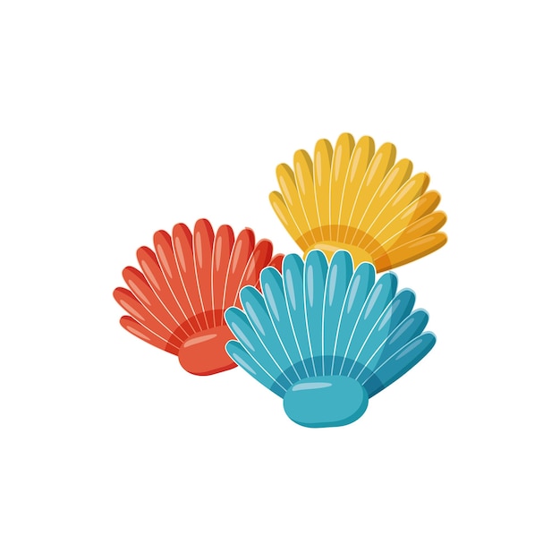 Colorful seashells icon in cartoon style on a white background