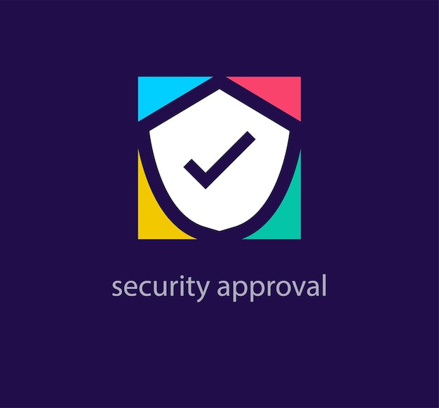 Colorful security approval logo Unique design color transitions Creative defense concept logo