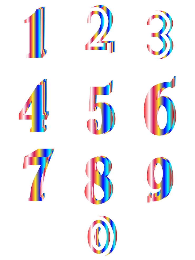 Vector 多色のストライプの数字のカラフルなシリーズ