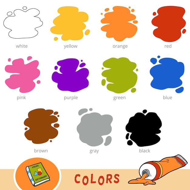 Premium Vector  Colorful set of basic colors. visual dictionary for  preschool children