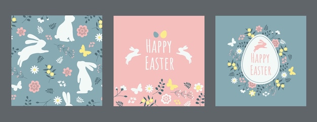 Vector colorful set of easter greeting cards