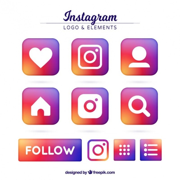 Vector colorful set of instagram icons