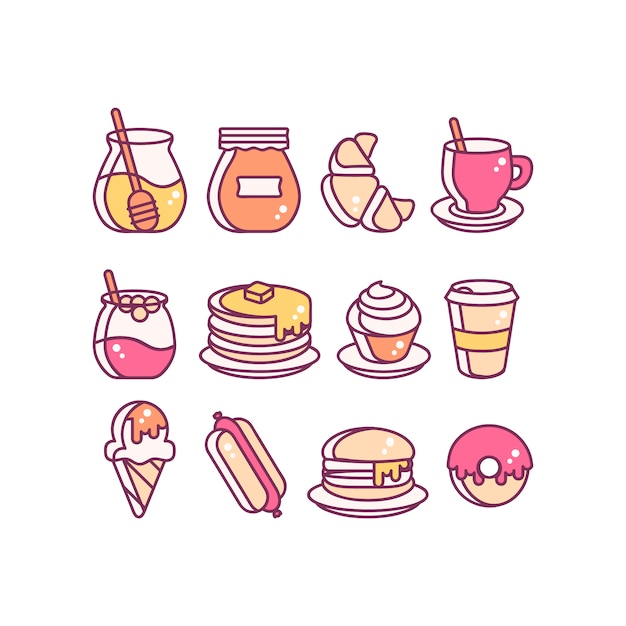 Красочный набор продовольственных иконок